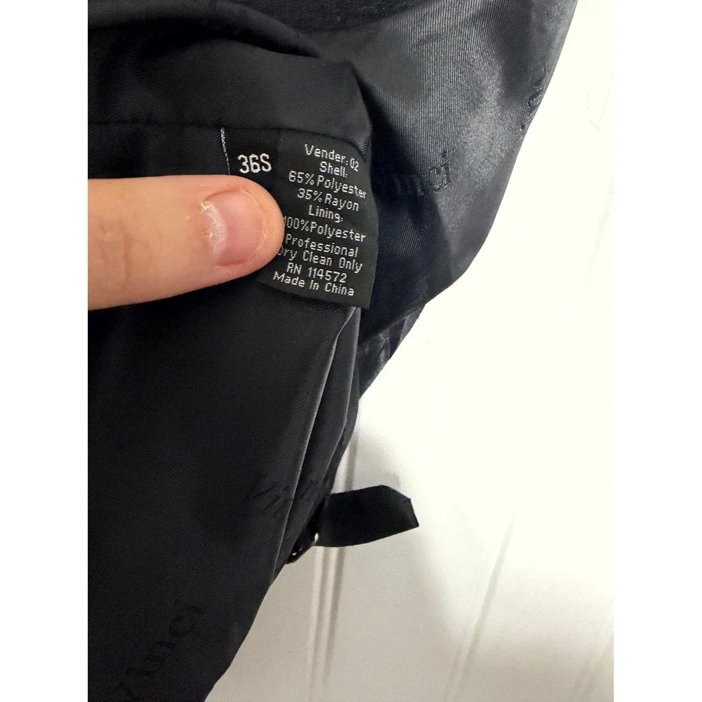Vinci Suit Vest Mens 36S Black Charcoal Formal Five Button Adjustable Waistcoat